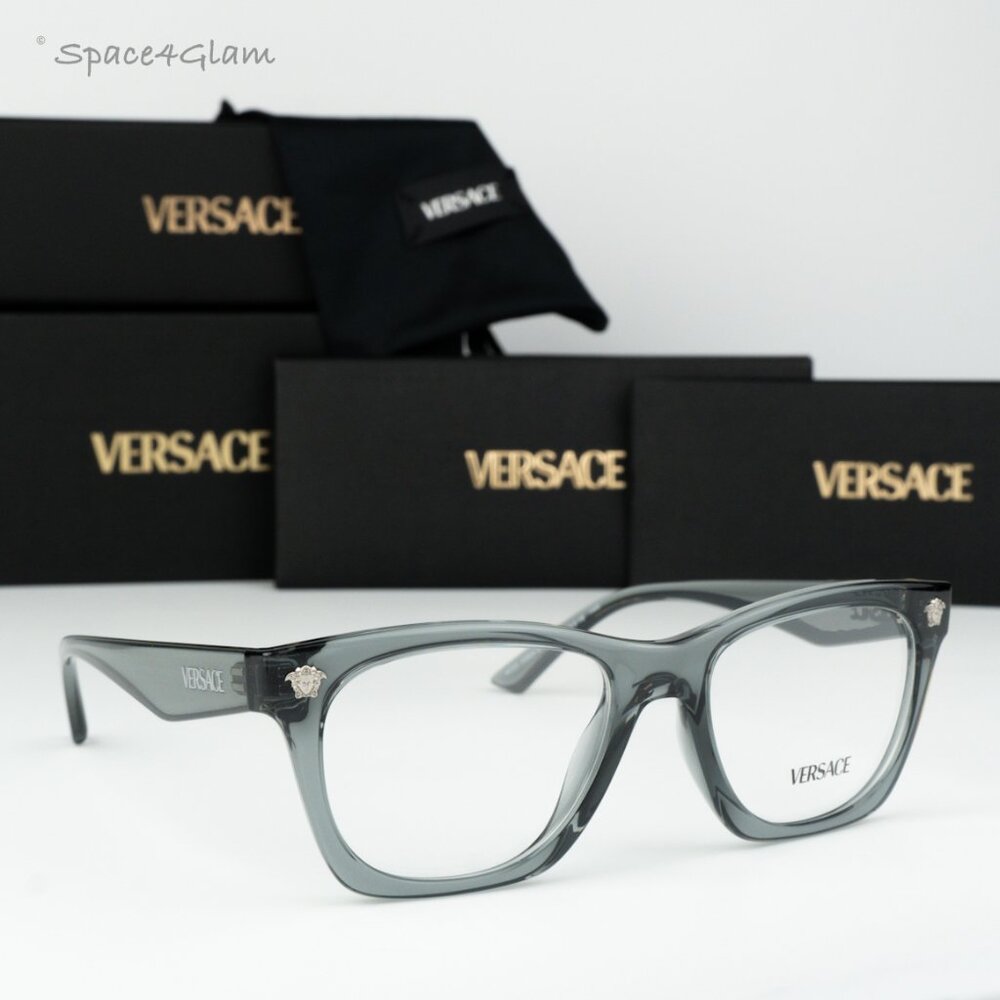 BRAND NEW Versace VE3363U 5496 Grey Demo Square Unisex Eyeglasses VE 3363U